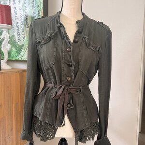Free people Emilia  Military Jacket Army  Green Size Small Boho
